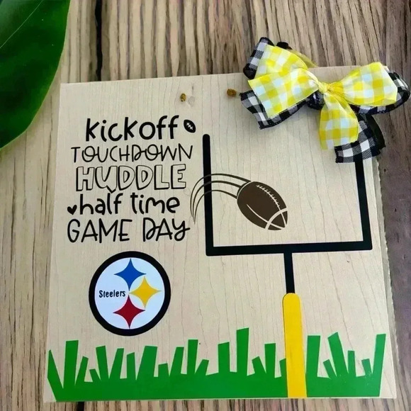 Pittsburgh Steelers handmade 12x12 Wall Sign. Choose with or without bow. #NFL - Picture 3 of 6